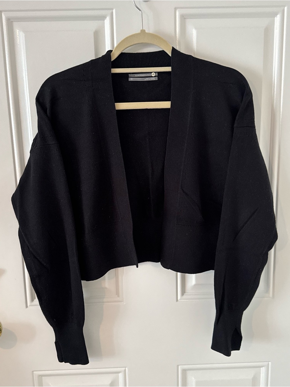 Anthropologie Black Open-Front Cropped Cardigan